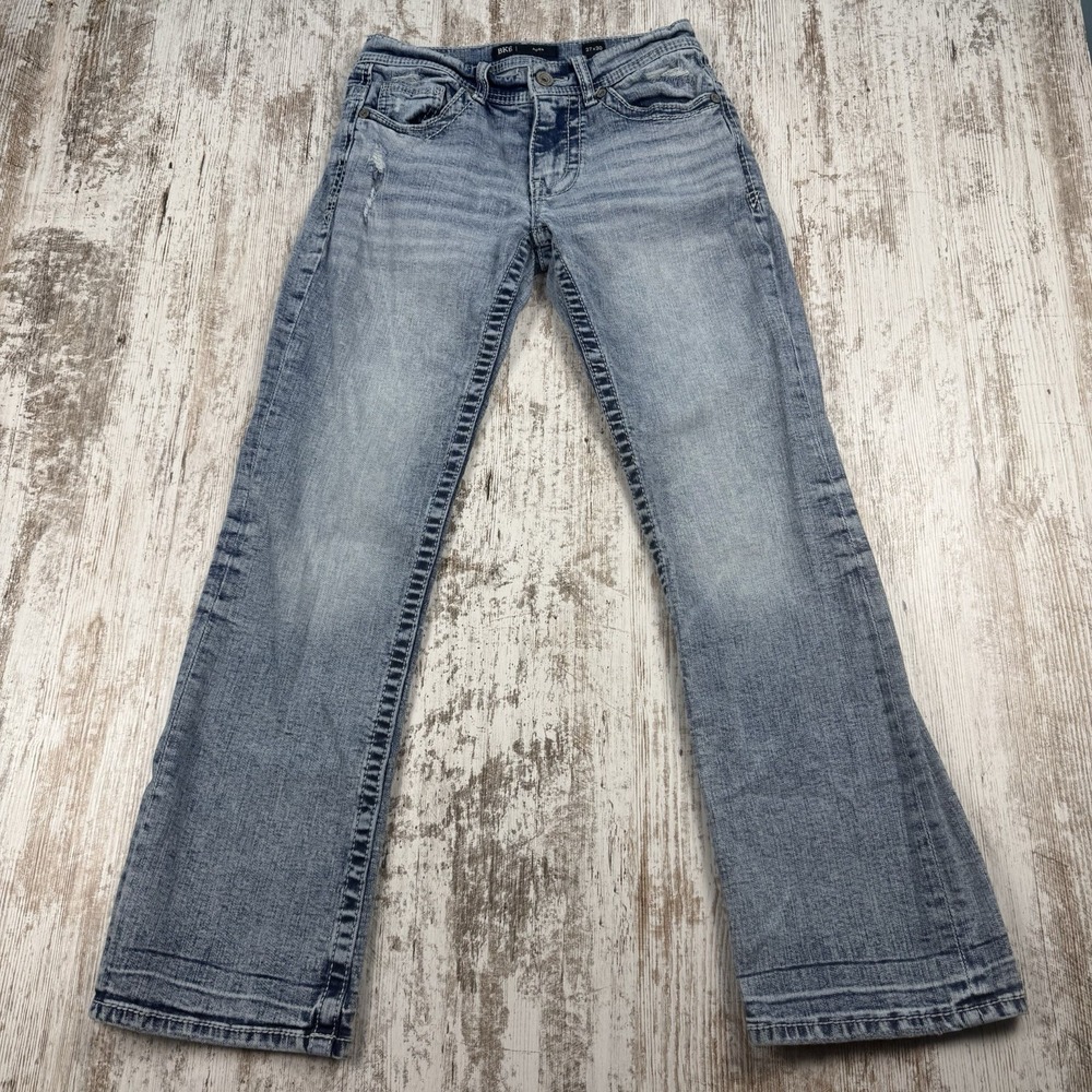 BKE Buckle Aiden‎ Bootcut Jeans Men's 27x30 Blue Stretch Denim Distressed
